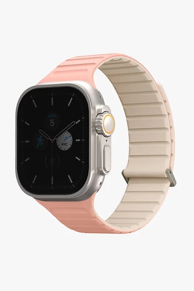 Apple Watch Revix Evo Serisi 49mm Ultra 2/1 - 46mm Seri 10 - 45mm 9/8/7 - 44mm SE2/SE/6/5/4 Kordon  Crepe Pink - Ivory ürün görseli 1
