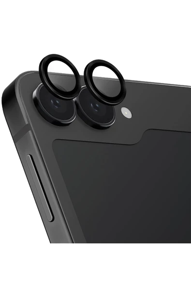 Samsung Galaxy Z Flip 6 Lens Koruyucu Optix Serisi True HD Netlik 9H Koruma Alüminyum Çerçeve  Midnight Black ürün görseli 1