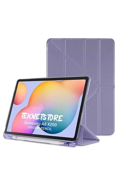 Samsung Galaxy Tab S6 Lite P610 Uyumlu Kalem Bölmeli Pu Deri Arkası Yumuşak Koruyucu Silikon Kılıf  Mor ürün görseli 1