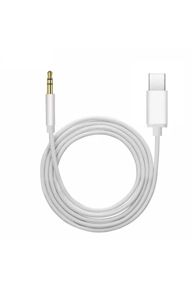Samsung Xiaomi Uyumlu Aux Kablosu Type-C To Jack Çevirici Dönüştürücü Beyaz Bluetooth Gerektirmez ürün görseli 1