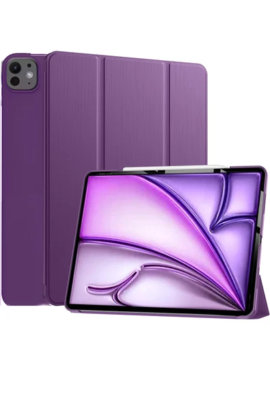 iPad Air 13" M3 (2025) / M2 (2024) Kılıf Kapaklı Smart Standlı Uyku Modlu Akıllı Case  Mor ürün görseli 1