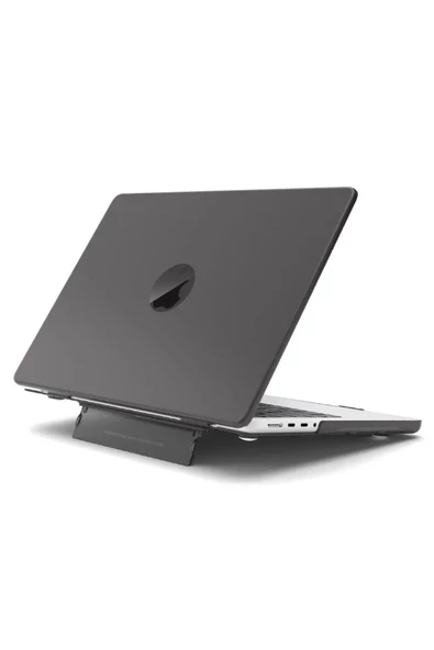 Macbook Pro 13 M1-m2 Çip A2251-a2289-a2338-a2159 Uyumlu Standlı Şeffaf İz Bırakmayan Koruyucu Kapak  Siyah ürün görseli 1