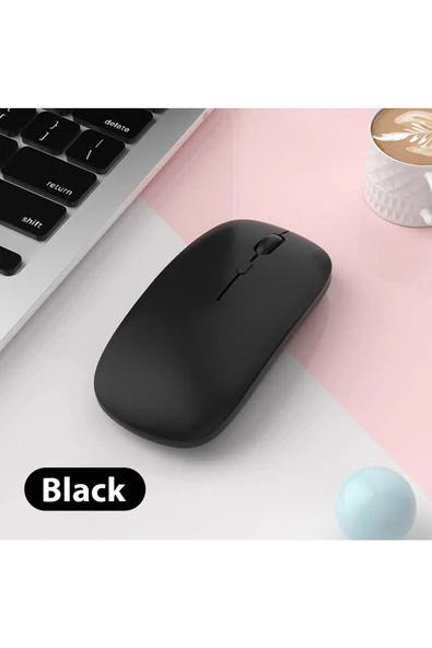 Macbook/Huawei/Samsung/Lenovo Uyumlu Şarj Edilebilir Sessiz Mouse Wifi Kablosuz Mouse Fare  Siyah ürün görseli 1