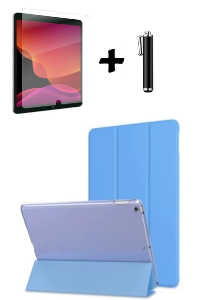 Apple Ipad 8. ve 9. Nesil 10.2 Inç Uyumlu Tablet Kılıfı Ekran Koruyucu Dokunmatik Kalem Seti  MAVİ ürün görseli 1