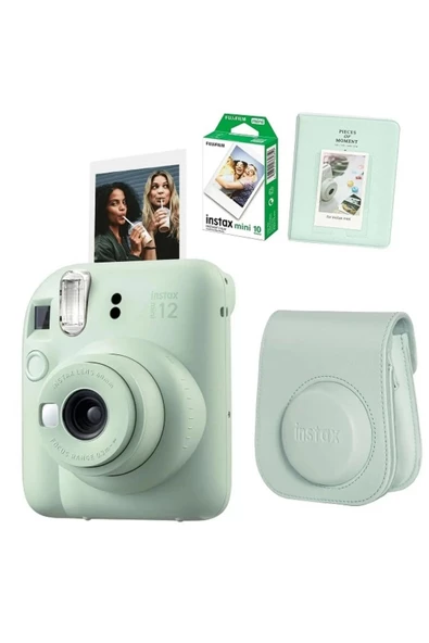 Instax Mini 12 Yeşil Fotoğraf Makinesi 10lu Film ve PVC Albümlü Çantalı Seti 2 ürün görseli 1