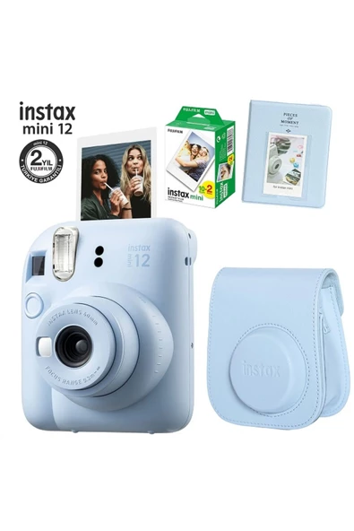 Instax Mini 12 Mavi Fotoğraf Makinesi 20li Film Ve Pvc Albümlü Çantalı Seti 1 ürün görseli 1