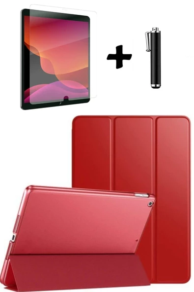 Apple Ipad 8. ve 9. Nesil 10.2 Inç Uyumlu Tablet Kılıfı Ekran Koruyucu Dokunmatik Kalem Seti  KIRMIZI ürün görseli 1