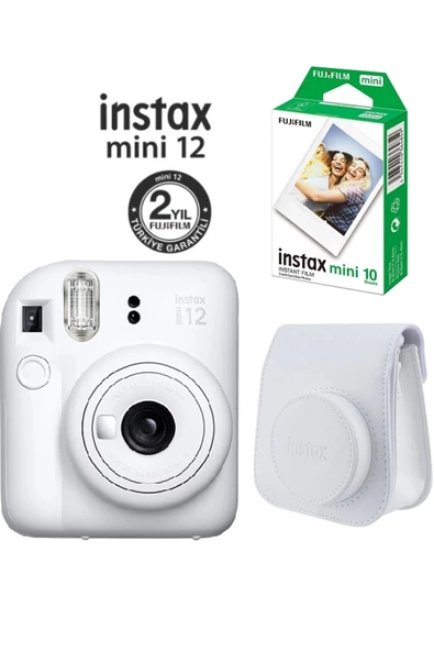 Instax Mini 12 Beyaz Fotoğraf Makinesi 10'lu Film ve Çantalı Seti 98 ürün görseli 1