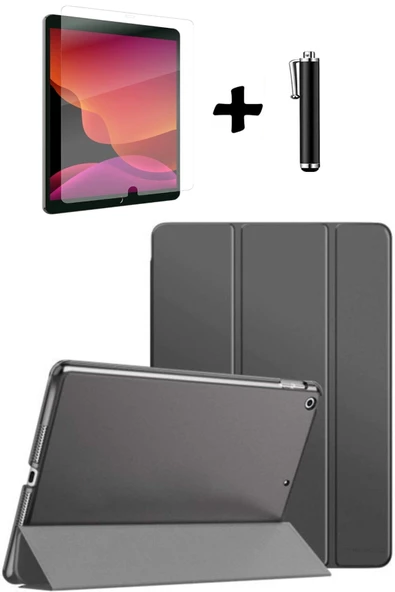Apple Ipad 8. ve 9. Nesil 10.2 Inç Uyumlu Tablet Kılıfı Ekran Koruyucu Dokunmatik Kalem Seti  SİYAH ürün görseli 1