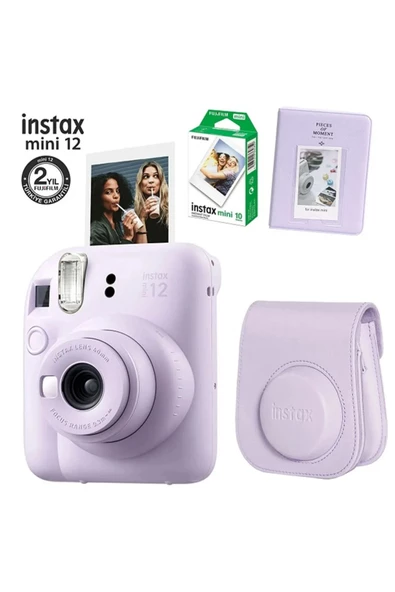 Instax Mini 12 Lila Fotoğraf Makinesi 10lu Film Ve Pvc Albümlü Çantalı Set 2-fotsı00199-fb-set2 ürün görseli 1
