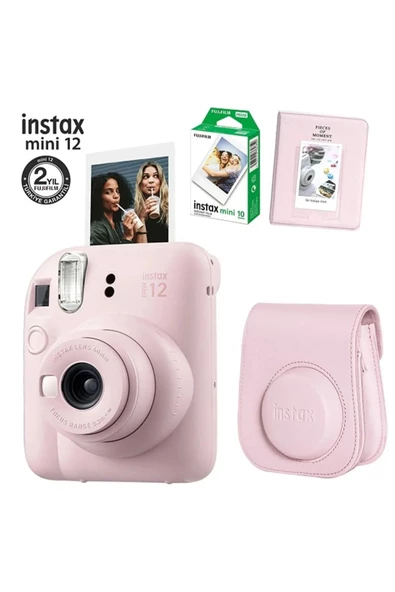 Instax Mini 12 Pembe Fotoğraf Makinesi 10lu Film Ve Pvc Albümlü Çantalı Seti 2 ürün görseli 1