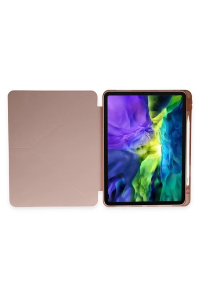 Apple Ipad 7. 8. 9. Nesil 2020 /2021 10.2 Kılıf Katlanır Kalemlikli Standlı Uyku Modlu Akıllı Kapak  Rose ürün görseli 1