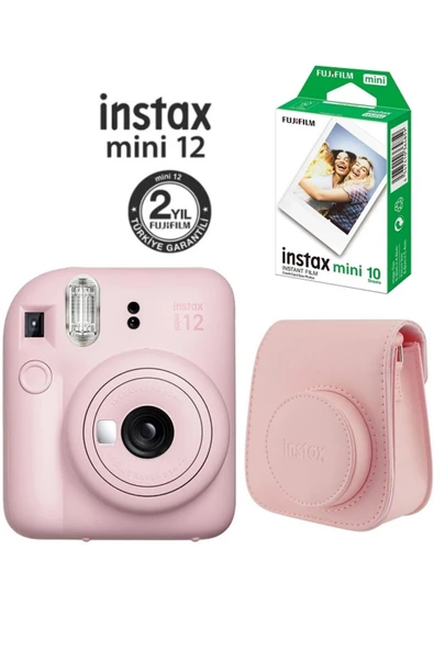 Instax Mini 12 Pembe Fotoğraf Makinesi 10'lu Film ve Çantalı Seti 98 ürün görseli 1