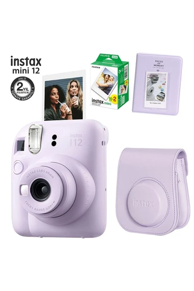 Instax Mini 12 Mor Fotoğraf Makinesi 20li Film Ve Pvc Albümlü Çantalı Seti 1 ürün görseli 1