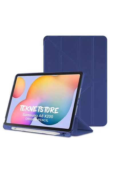 Apple Ipad 7. 8. 9. Nesil 2020 /2021 10.2 Kılıf Katlanır Kalemlikli Standlı Uyku Modlu Akıllı Kapak  Lacivert ürün görseli 1