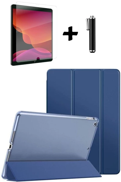 Apple Ipad 8. ve 9. Nesil 10.2 Inç Uyumlu Tablet Kılıfı Ekran Koruyucu Dokunmatik Kalem Seti  LACİVERT ürün görseli 1