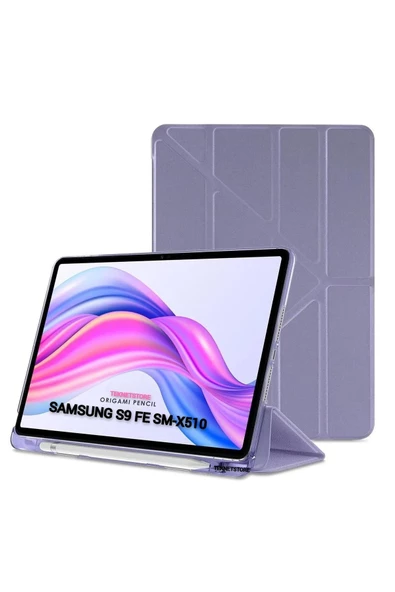 Samsung Galaxy Tab S9 Fe / S10 Fe 10.9'' Uyumlu Kılıf Kalem Bölmeli Uyku Modlu Arkası Silikon Kapak  LİLA ürün görseli 1