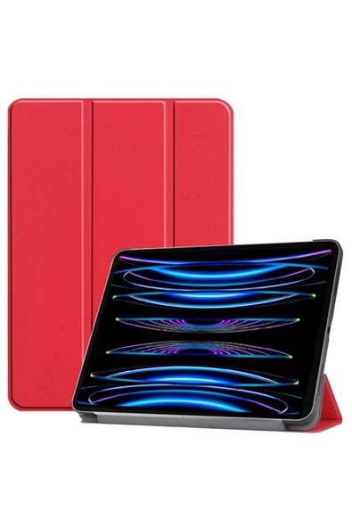 Apple Ipad Pro 4. Nesil M2 2022 11 Inç Tablet Uyumlu Flip Smart Standlı Akıllı Kılıf Smart Cover  Kırmızı ürün görseli 1