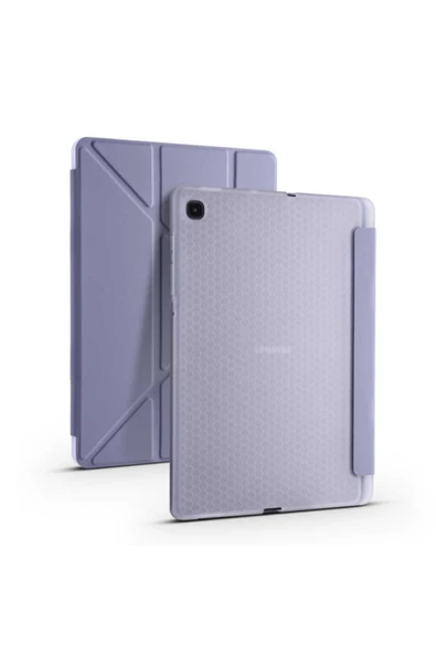 TEKNETSTORE Samsung Galaxy Tab S6 Lite Sm-P610/P620 10.4" Kılıf Kalem Bölmeli Standlı Katlanabilir Silikon Kapak  Mor ürün görseli 1
