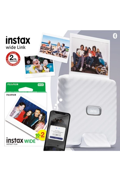Instax Wide Link Beyaz Akıllı Telefon Yazıcısı Ve 20'li Film ürün görseli 1