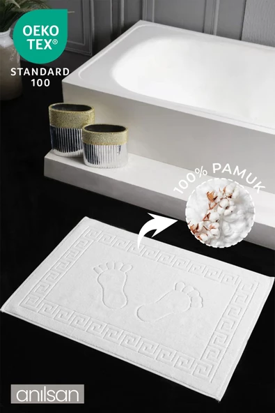 Greek %100 Pamuk Ayak Havlusu - Beyaz 50x70, 245 Gr ürün görseli 1