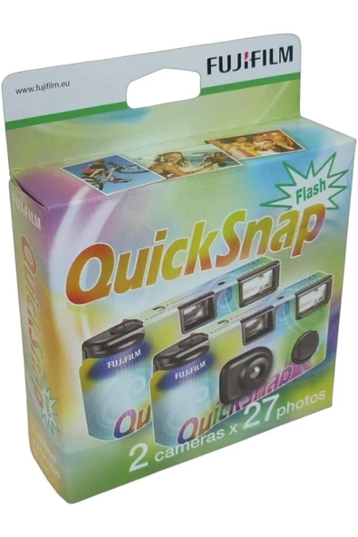 Quicksnap 27 Pozluk Çek At Flaşlı Analog Fotoğraf Makinesi Çiftli ( 27 Foto X2) ürün görseli 1