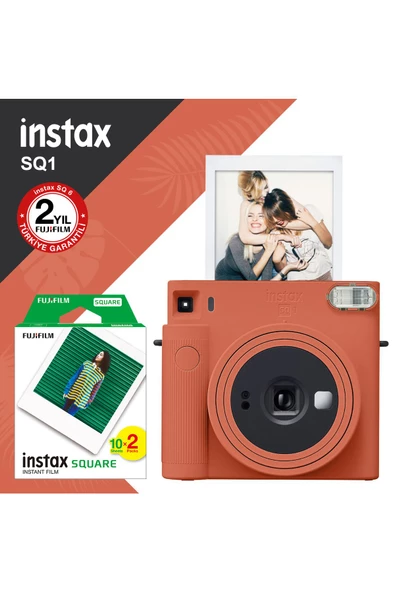 Instax Sq1 Terracotta Turuncu Fotoğraf Makinesi Ve 20'li Kare Film ürün görseli 1