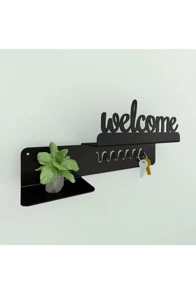 Welcome Raflı Metal Duvar Anahtarlığı, Welcome Anahtar Askısı,anahtar Askısı ürün görseli 1
