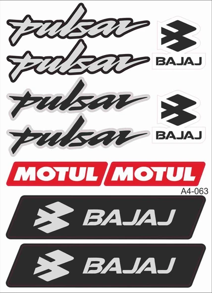 Bajaj Pulsar 200 NS Sticker Seti Siyah A4 ürün görseli 1