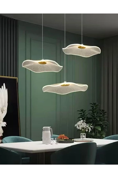 Buiva Modern Lotus Sarkıt Avize 3 lü Sarkıt Avize French Gold Sarı Power Led Avize Warm White Gün Işığı ürün görseli 1