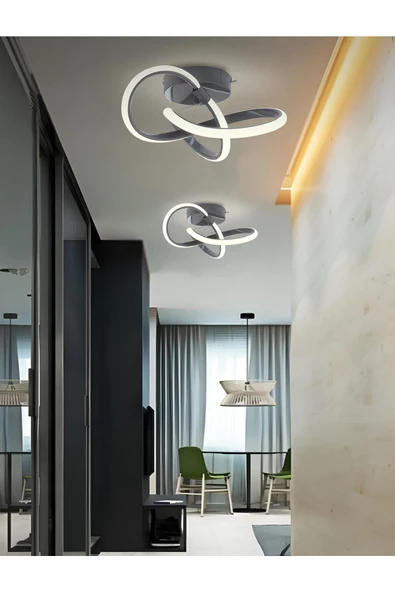 burenze Modern Plafonyer Salon Mutfak Oturma Odası Avize Boomerang Ledli Avize Antrasit Hol Antre Avize ürün görseli 1
