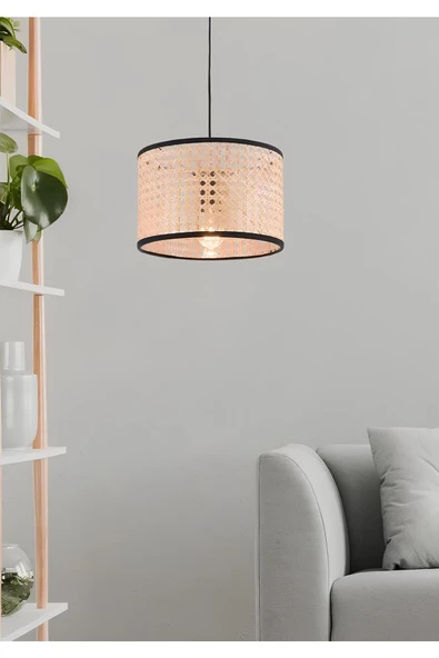 burenze Modern Rattan Boheme Tasarım Salon Mutfak Oturma Odası Avize Doğal Hazeran Tekli Avize Hasır 15 Cm ürün görseli 1