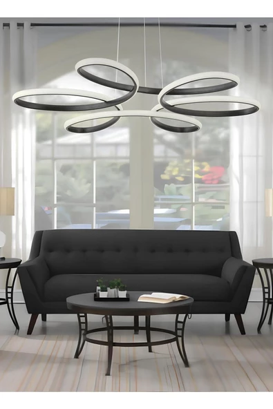 burenze Modern Macan Sarkıt Led Avize Beyaz Işık Salon Mutfak Oturma Odası Hol Antre Ledli Avize Siyah ürün görseli 1