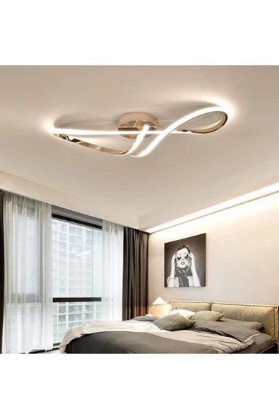 burenze Modern Forever Led Avize Plafonyer Tavan Salon Mutfak Oturma Odası Hol Antre Avize Eskitme Mat Gold ürün görseli 1