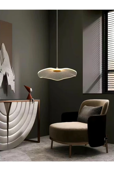 Buiva Modern Lotus Tekli Sarkıt Avize French Gold Sarı Power Led Avize Warm White ürün görseli 1