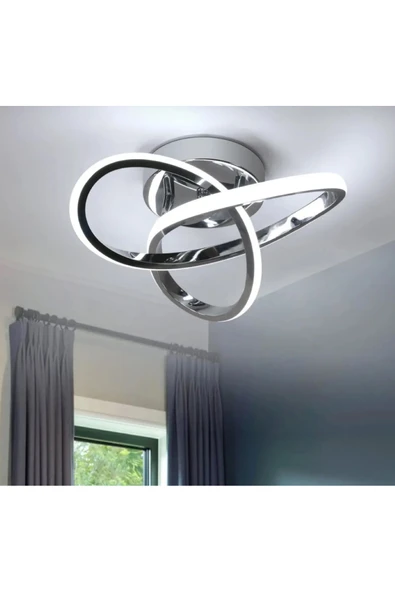 burenze Modern Plafonyer Boomerang Led Avize Antre Hol Mutfak Oturma Odası Salon Avizesi Ledli Avize Krom ürün görseli 1
