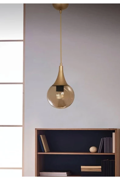 burenze Modern Vinci Glop Bal Camlı Avize Tekli Sarkıt Salon Oturma Odası Hol Antre Mutfak Avize Eskime Gold ürün görseli 1