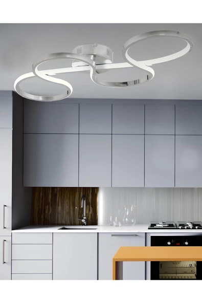 burenze Modern Massimo Led Avize Plafonyer Tavana Sıfır Hol Antre Salon Oturma Odası Mutfak Avize Krom ürün görseli 1