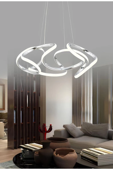 burenze Ledli Modern Pagani Sarkıt Led Avize Salon Mutfak Oturma Odası Avize Krom 45 Cm Büyük Boy ürün görseli 1
