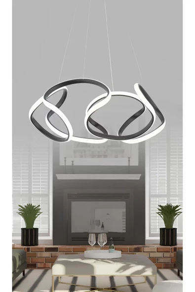 burenze Ledli Modern Pagani Sarkıt Led Avize Siyah 45 Cm Büyük Boy ürün görseli 1