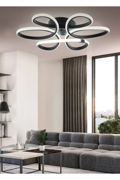 burenze Modern Plafonyer Tavan Led Avize Margarita Ledli Avize Siyah ürün görseli 1