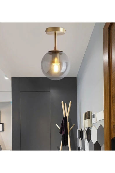 burenze Modern Tekli Bal Glop Camlı Tavan Salon Oturma Odası Mutfak Hol Antre Avize Eskitme Gold ürün görseli 1