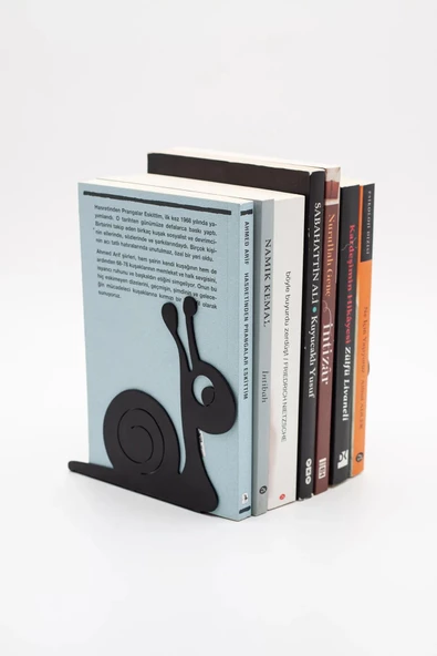 Salyangoz Figürlü Metal Kitap Desteği - Kitap Tutucu - Ev Ve Ofis Dekoratif Aksesuar(2 Li Set) Siyah ürün görseli 1