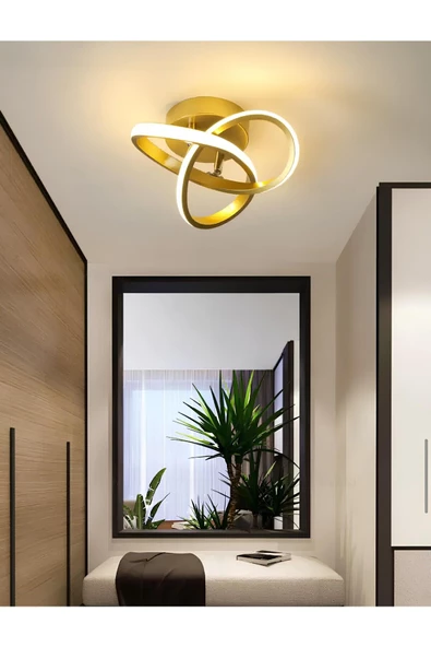 burenze Modern Plafonyer Salon Mutfak Oturma Odası Avize Boomerang Led Avize Eskitme Gold Gün Işığı 4000k ürün görseli 1