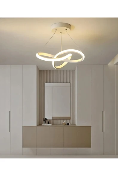 burenze Modern Tasarım Bumerang Sarkıt Power Led Avize Hol Antre Mutfak Salon Oturma Odası Avize Beyaz Gövde ürün görseli 1