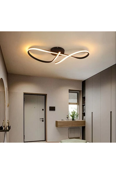 burenze Modern Tasarım Forever Led Avize Plafonyer Tavan Salon Mutfak Oturma Odası Hol Antre Avize Siyah ürün görseli 1