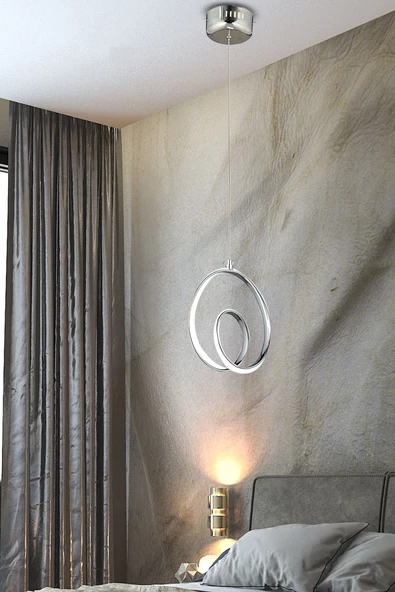 burenze Modern Martino Tekli Sarkıt Power Led Avize Krom Beyaz Işık Ledli Avize ürün görseli 1
