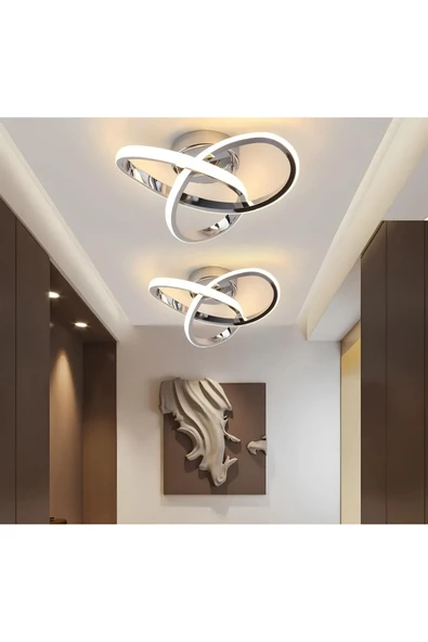 burenze Modern Plafonyer Tavan Led Avize Salon Mutfak Oturma Odası Avize Krom 2 Adet Set Fiyat ürün görseli 1