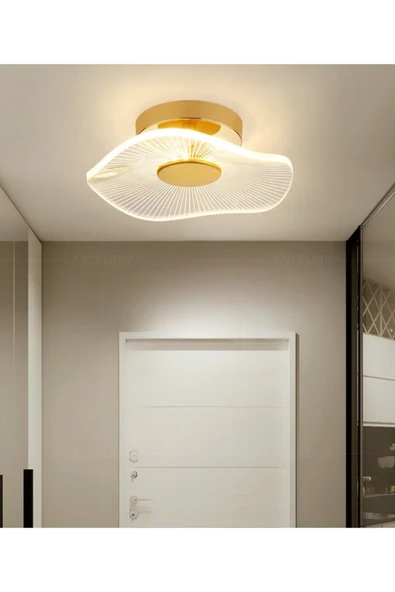 burenze Luxury Exclusive Plafonyer Tavan Led Avize Jellyfish Gold Sarı Ledli Avize ürün görseli 1