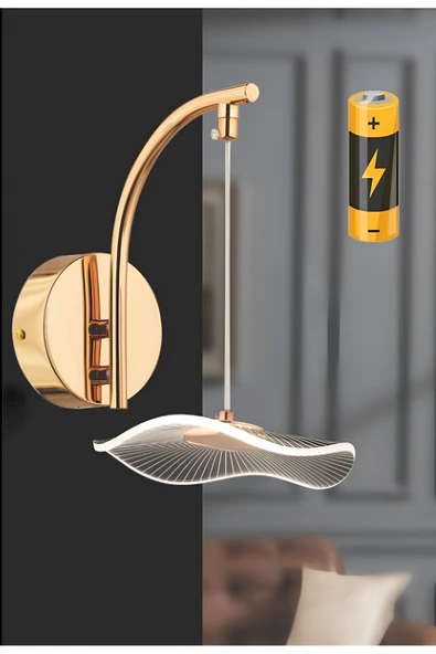 burenze Modern Tasarım Jellyfish Pilli Aplik Aç Kapa Butonlu Kablosuz Tak Çalıştır Gold Sarı Duvar Apliği ürün görseli 1